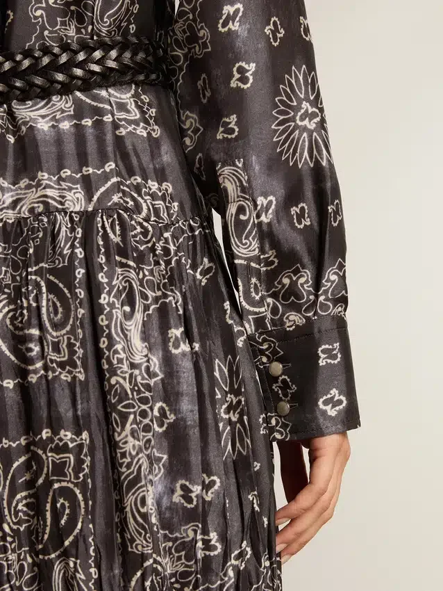 Abito camicia grigio antracite con stampa paisley