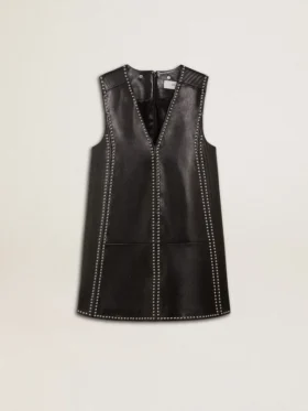 Abito da donna in nappa nera con borchie