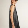 Abito da donna in nappa nera con borchie