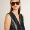 Abito da donna in nappa nera con borchie
