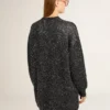 Abito da donna nero a girocollo con paillettes argentate su tutta la superficie