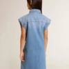 Abito in denim da bambina con nodo sul davanti e ricami