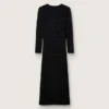 Abito lungo da donna in rete nera con paillettes nere