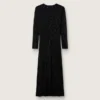 Abito lungo da donna in rete nera con paillettes nere