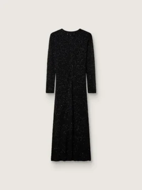 Abito lungo da donna in rete nera con paillettes nere