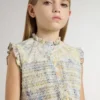 Abito midi da bambina in cotone con stampa floreale multicolore