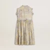 Abito midi da bambina in cotone con stampa floreale multicolore