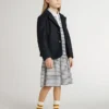 Abito midi da bambina in misto cotone a righe con ricami