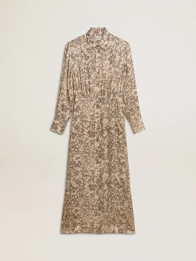 Abito midi da donna in misto seta con stampa floreale