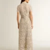 Abito midi da donna in pizzo trasparente color crema