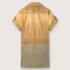 Abito safari da donna in cotone beige e verde militare con tasche maxi