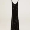 Abito slip da donna nero effetto velluto