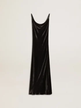 Abito slip da donna nero effetto velluto