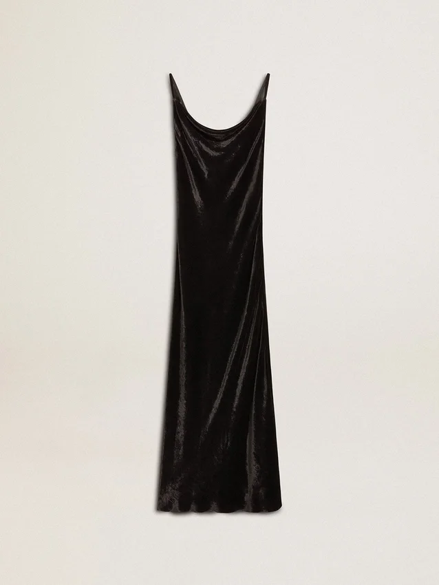 Abito slip da donna nero effetto velluto