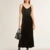 Abito slip da donna nero effetto velluto