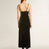 Abito slip da donna nero effetto velluto