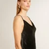 Abito slip da donna nero effetto velluto