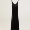 Abito slip da donna nero effetto velluto