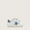 Baby Old School in pelle bianca con stella in pelle scamosciata blu denim