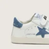 Baby Old School in pelle bianca con stella in pelle scamosciata blu denim