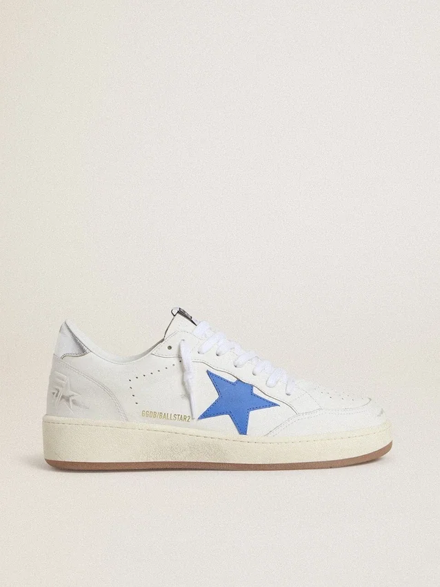Ball Star con stella in pelle azzurra e linguetta sul tallone in pelle con lamina argentata