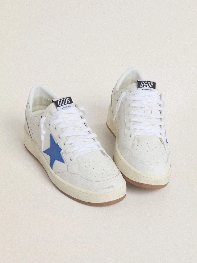 Ball Star con stella in pelle azzurra e linguetta sul tallone in pelle con lamina argentata
