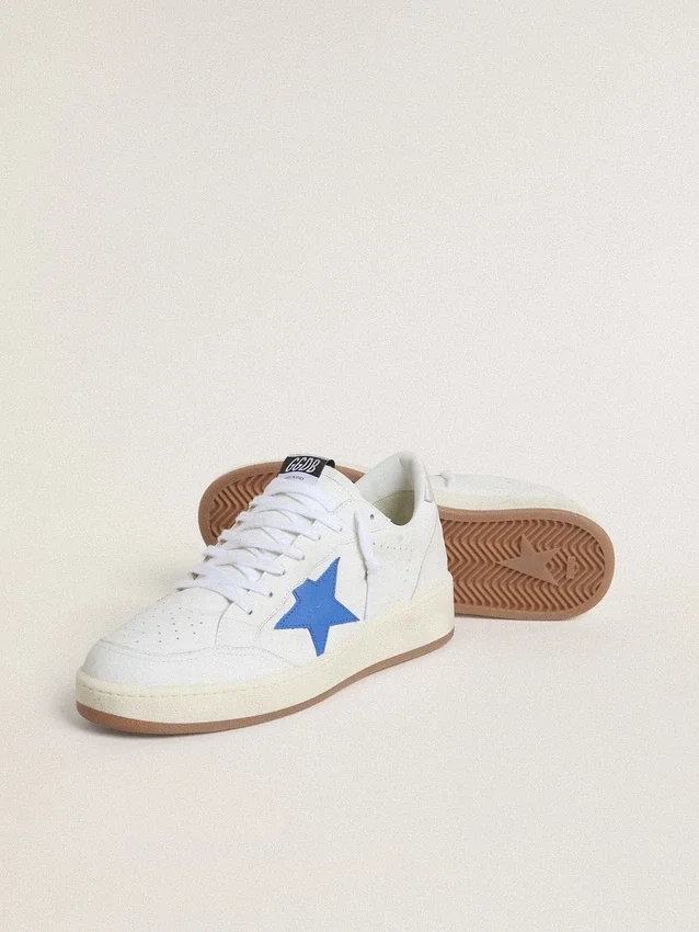 Ball Star con stella in pelle azzurra e linguetta sul tallone in pelle con lamina argentata