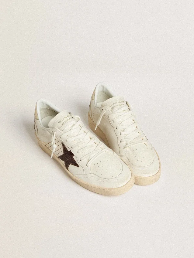 Ball Star con stella in pelle bordeaux con stampa coccodrillo e linguetta sul tallone dorata