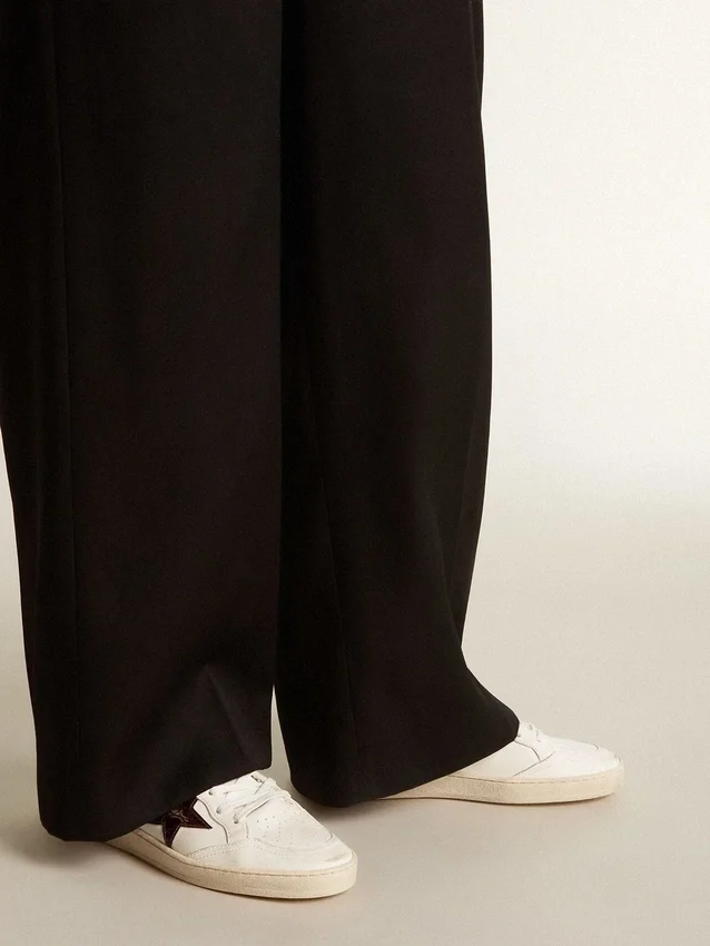 Ball Star con stella in pelle bordeaux con stampa coccodrillo e linguetta sul tallone dorata