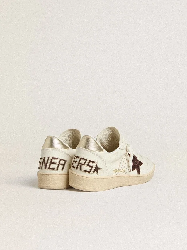 Ball Star con stella in pelle bordeaux con stampa coccodrillo e linguetta sul tallone dorata