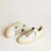 Ball Star da donna con stella in pelle argentata e linguetta sul tallone con glitter argentati