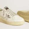 Ball Star da donna con stella in pelle argentata e linguetta sul tallone con glitter argentati