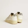 Ball Star da donna con stella in pelle argentata e linguetta sul tallone con glitter argentati