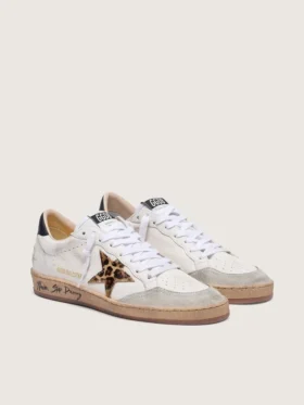 Ball Star da donna con stella in pelle di pony con stampa leopardata e linguetta sul tallone nera