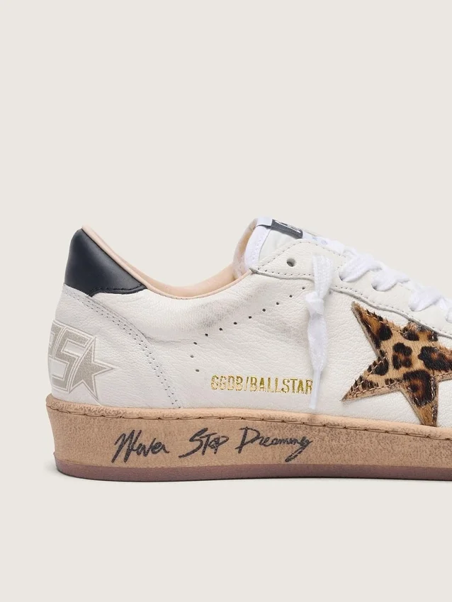 Ball Star da donna con stella in pelle di pony con stampa leopardata e linguetta sul tallone nera