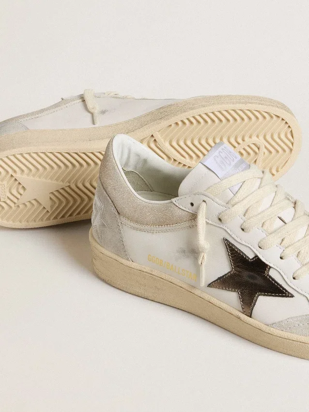 Ball Star da donna con stella in pelle metallizzata e linguetta sul tallone in pelle lucida