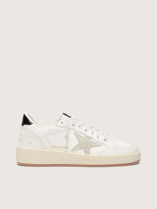Ball Star da donna con stella in pelle scamosciata grigio ghiaccio e linguetta sul tallone in pelle nera lucida
