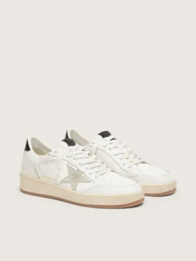 Ball Star da donna con stella in pelle scamosciata grigio ghiaccio e linguetta sul tallone in pelle nera lucida