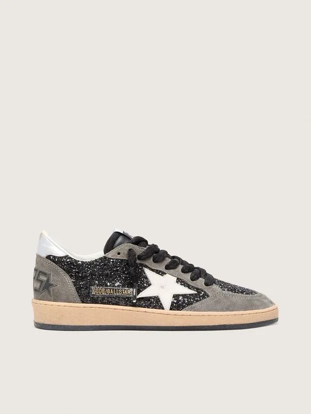 Ball Star da donna in glitter con stella in pelle e linguetta sul tallone in pelle metallizzata