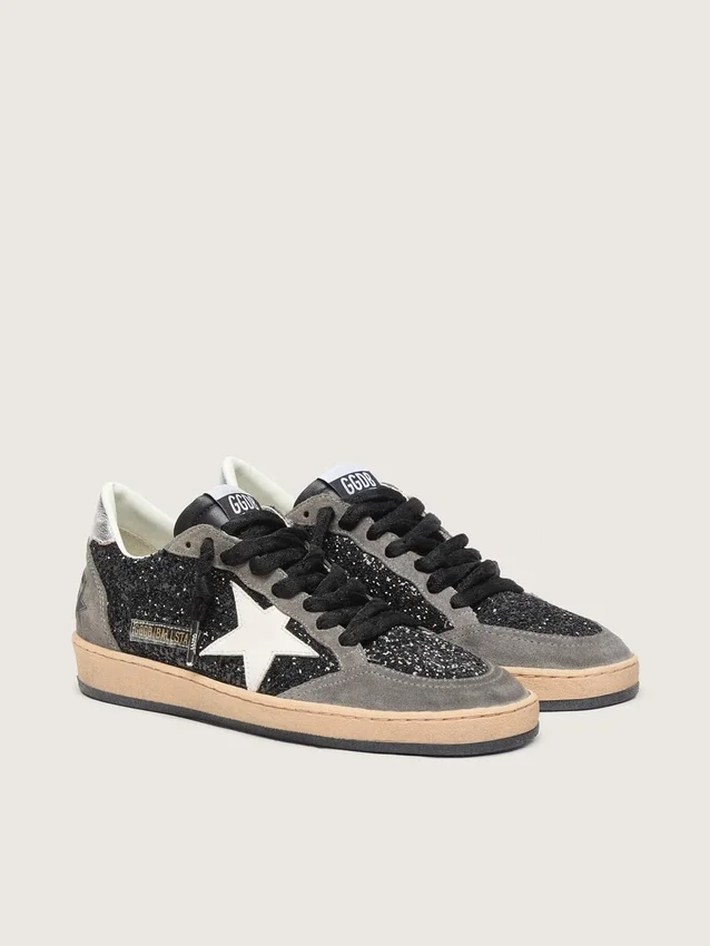Ball Star da donna in glitter con stella in pelle e linguetta sul tallone in pelle metallizzata