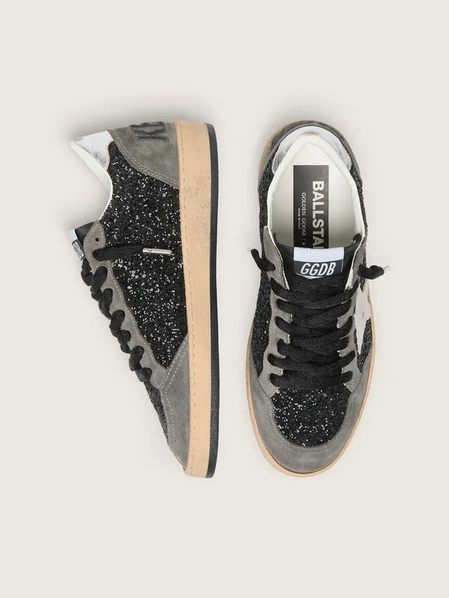 Ball Star da donna in glitter con stella in pelle e linguetta sul tallone in pelle metallizzata
