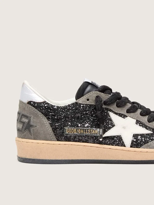 Ball Star da donna in glitter con stella in pelle e linguetta sul tallone in pelle metallizzata