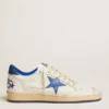 Ball Star da donna in nappa bianca con stella e linguetta sul tallone in pelle metallizzata blu brillante