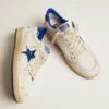 Ball Star da donna in nappa bianca con stella e linguetta sul tallone in pelle metallizzata blu brillante