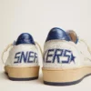 Ball Star da donna in nappa bianca con stella e linguetta sul tallone in pelle metallizzata blu brillante
