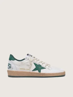Ball Star da donna in nappa bianca con stella e linguetta sul tallone in pelle verde