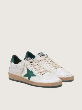 Ball Star da donna in nappa bianca con stella e linguetta sul tallone in pelle verde