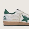 Ball Star da donna in nappa bianca con stella e linguetta sul tallone in pelle verde