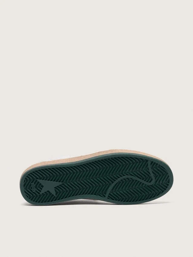 Ball Star da donna in nappa bianca con stella e linguetta sul tallone in pelle verde