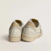 Ball Star da donna in nappa bianca e rete con stella in nabuk color tabacco e linguetta sul tacco beige